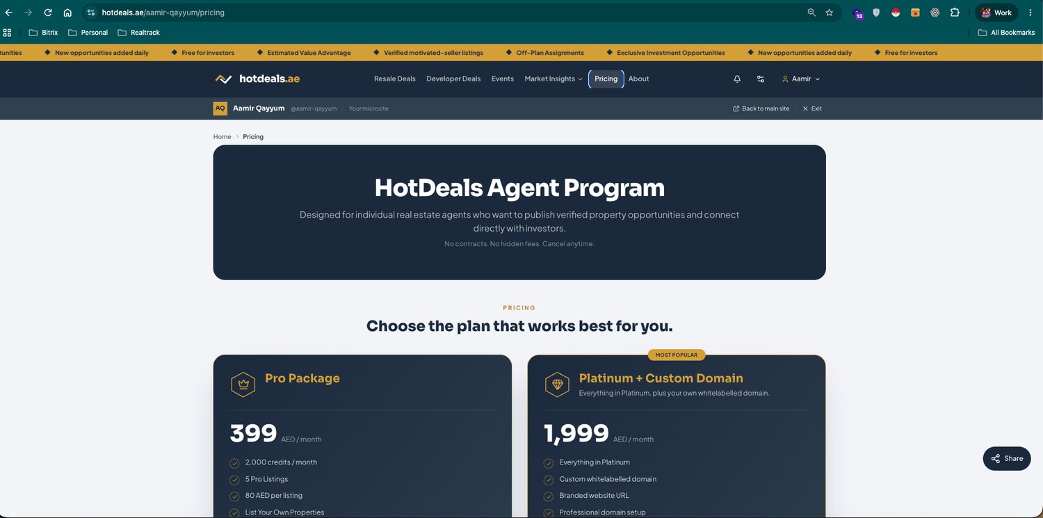 The Agent Program plans. Custom Domain is part of the Platinum tier.